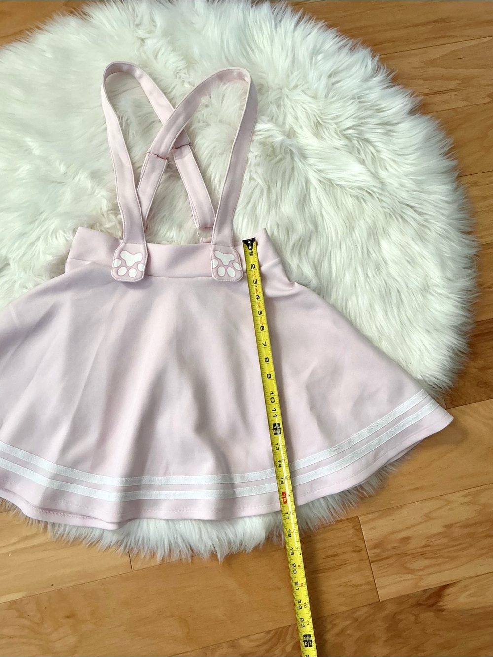 Hot Topic Pale Pink Suspender Skirt with Paw Accents Size Small - Picture 2 of 4